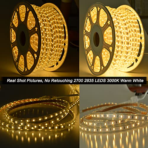 150ft Waterproof Outdoor Rope Lights - Warm White LED Strip, Cuttable & Connectable