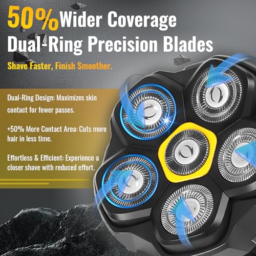 Magnetic 6D Shaver Replacement Heads ? Universal Compatible with Kensen,DOAO,NIWUIO,Ufree,Solimpia & Most Most 6D Magnetic Electric Shavers for Bald Men & Face Shaving (3-Pack)