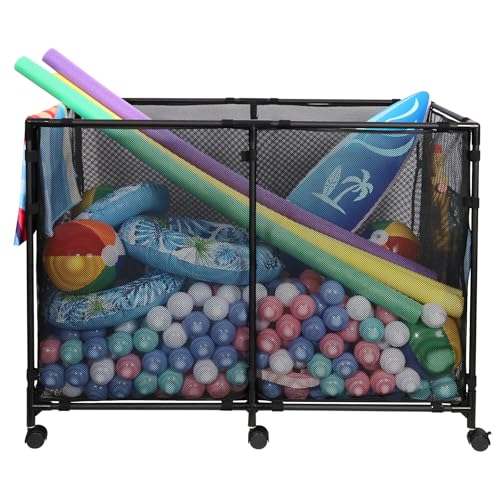 Large Pool Float Storage Rack - 271 Gallon Capacity, Metal Frame, Wheels