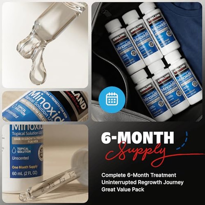 Minoxidil-5% Extra Strength Hair Regrowth for Men, 6 Month Supply
