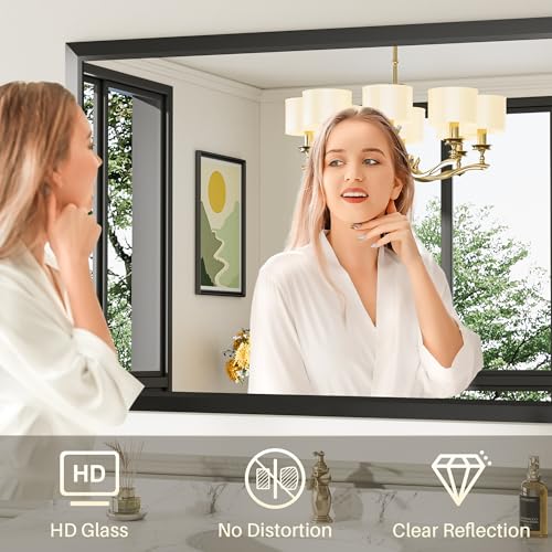 Briivue 22x30 Black Bathroom Mirror for Over Sink - 2 Pack, Modern Beveled Frame