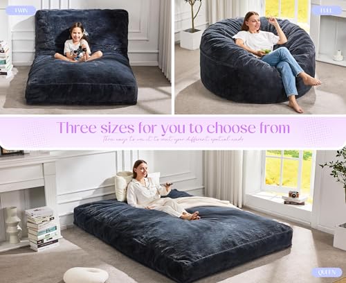 Dark Gray Hobestluk 3-in-1 Convertible Bean Bag Chair Large Washable & Memory Foam