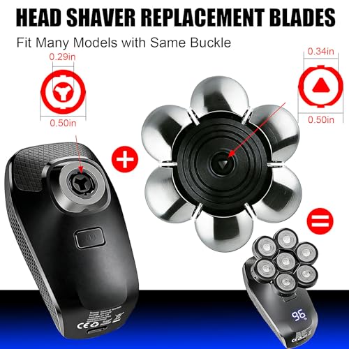 Velurie 3-Pack Silver Replacement Heads for 7D Floating Shaver - Compatible with Freebird