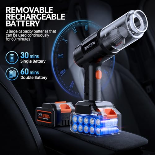 ZARIMI Portable Cordless Car & Home Vacuum Cleaner 50,000Pa High Power with 2 Batteries