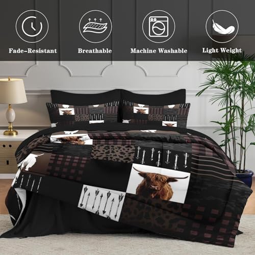 WeCozy Highland Cow King Comforter Set with Sheets (7 Pieces) - Premium Microfiber Bedding