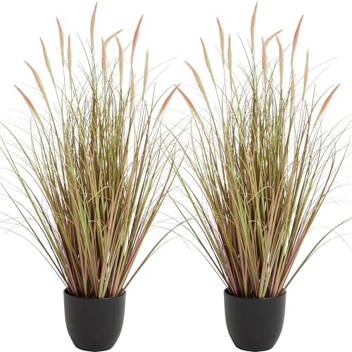 Artificial Cattail Reed Grass 3ft - 2 Pack Indoor Outdoor Faux Onion Grass