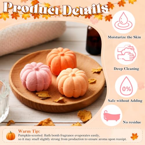 Lounsweer 50 Pink Pumpkin Bath Bombs Fall Baby Shower Favors - Autumn Gift Set