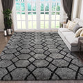 ONASAR 6x9 Grey and Black Geometric Area Rug - Ultra Soft Fluffy Modern Home Decor