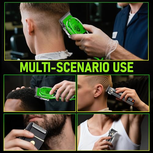 Professional Barber Electric Clippers Set for Men, Cordless Grooming Kit with Beard Trimmer & Shaver,LED Display, Long Battery Life,Transparent Design,Self-Haircut,Home &Travel Use,Gift for Him