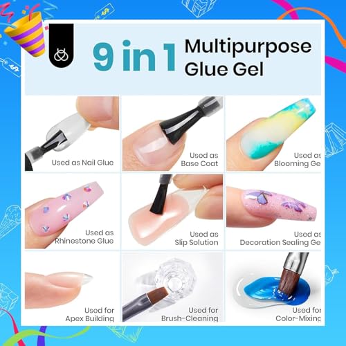 Beetles Gel Nail Kit Etch-X, Almond Short, 504pcs 12 Sizes Nail tips, with 9 in 1 Nail Glue Mini LED Light, Acrylic Half Matte Tips Press On Nail, Extension DIY Set at Home, Gift for Women & Girls