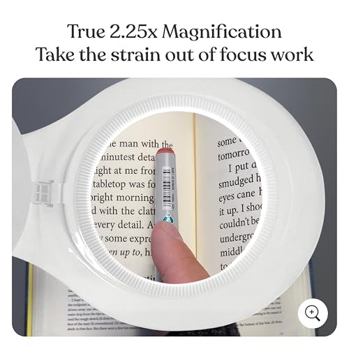 Brightech LightView PRO White Magnifying Desk Lamp with 2.25x Light for Crafts & Reading