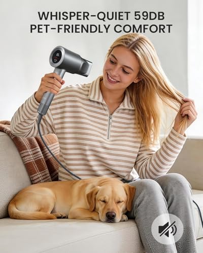 High Speed Ionic Hair Dryer with Plasma Ions & Diffuser - Fast Drying & Frizz Control