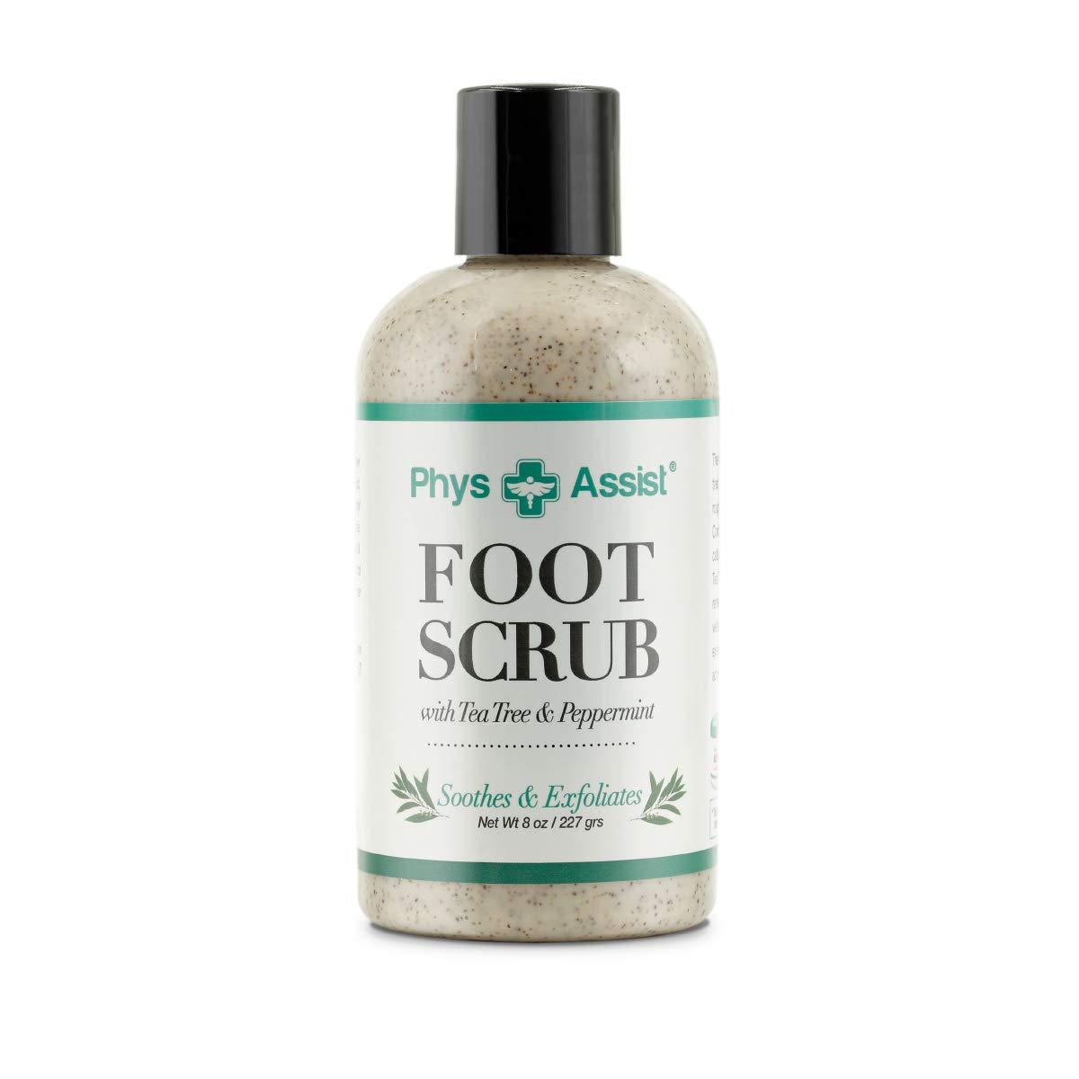 PhysAssist Tea Tree & Peppermint Foot Scrub 8 oz - Exfoliating & Cooling Relief for Tired Feet