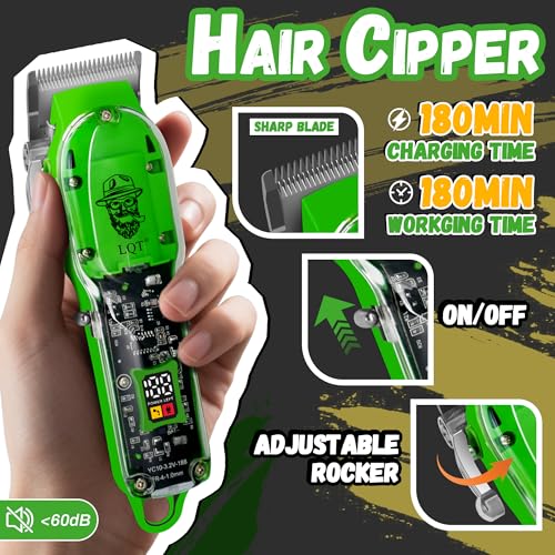 LQT Cordless Hair Clippers for Men with Precision Trimmer & Dual Foil Shaver - Green