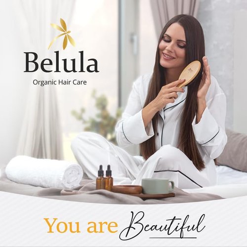 100% Boar Bristle Hair Brush for Women Set by Belula (L Size). Soft Natural Bristles for Thin and Fine Hair. Wooden Comb, Travel Bag and Spa Headband Included!