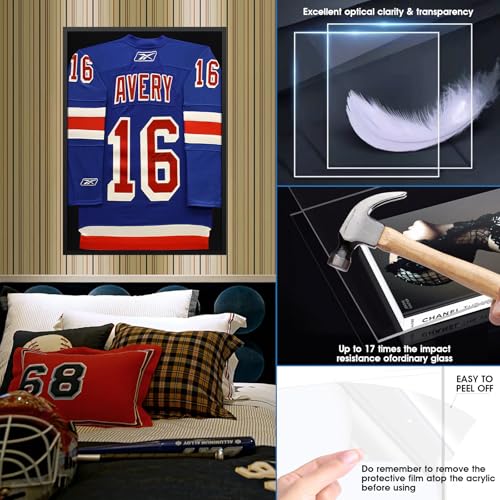 26x37 Inch Shadow Box Frame - Large Pine Jersey Display Case, Variation of 26.5x37 Non-Lockable