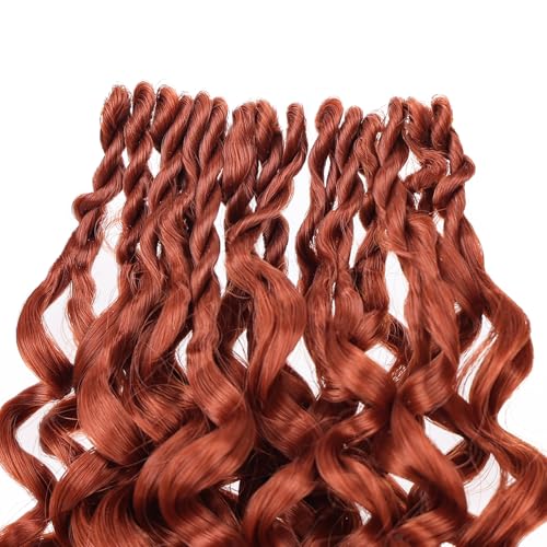 MAYSA Ginger Copper Beach Waves Crochet Hair Extensions - 18 Inch Water Wave Prelooped 8-Pack #350