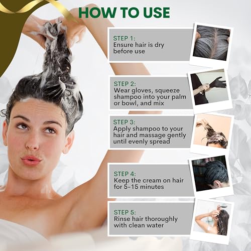 Solutrel Black Hair Dye Shampoo – 10-in-1 Ammonia-Free, Gray Coverage for Men & Women (Variation: Black)
