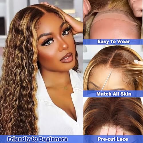 12 Inch Ombre Wet and Wavy Human Hair Lace Front Wig FS4/27 - T Part Variation