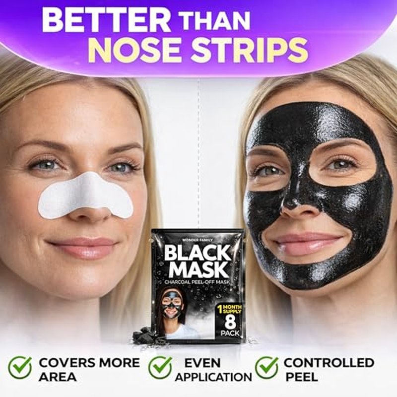 Activated Charcoal Face Masks Skincare 2 pack (16 sachets) - Korean Skin Care Products - Face Mask Peel Off Skin Care - Gently Cleansing Charcoal Face Mask for Men & Women Face Care