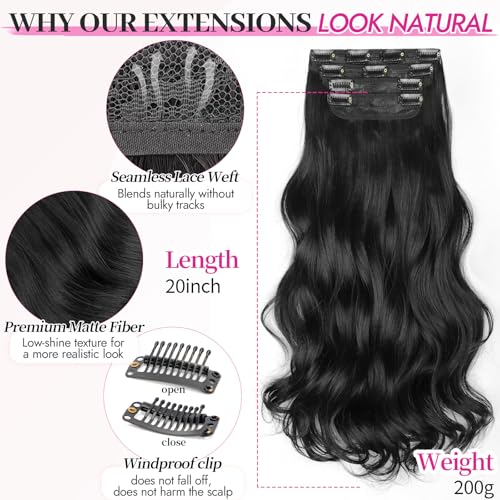 KooKaStyle 20 Inch Black Curly Clip-In Hair Extensions Layered