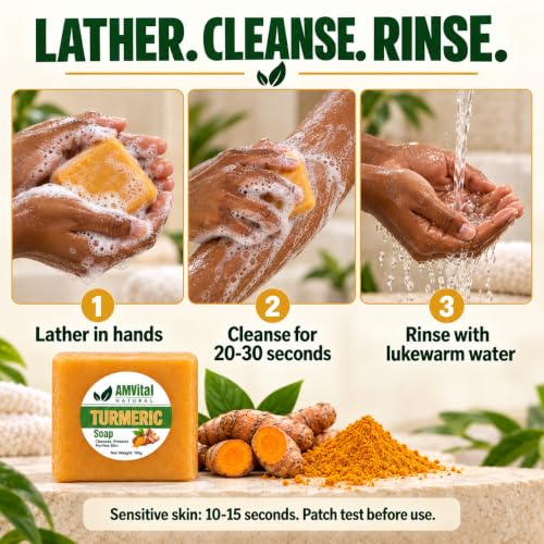 Turmeric Soap Bar 8 Pack for Face & Body - 3.87 Ounce Each, AMVital