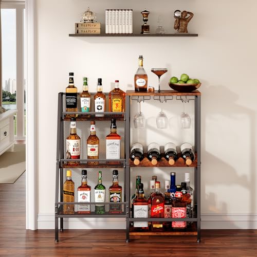 Large 3-Tier Liquor Stand and Mini Bar Table for Home Wine & Whiskey Storage