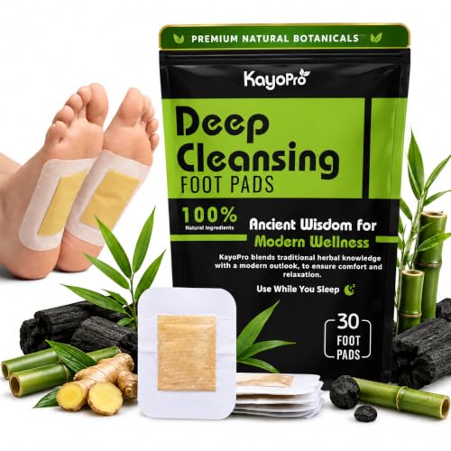 KayoPro Deep Cleansing Foot Pads Pack of 30 - Natural Bamboo Vinegar & Ginger, Night Foot Care