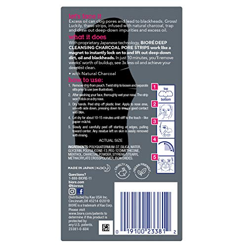 Bioré Charcoal Nose & Face Pore Strips Pack - Deep Cleansing & Blackhead Removal