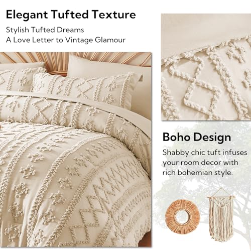 King Size Comforter Set 7 Pieces - Beige Farmhouse Boho Tufted Bed Bedding, Variation of THIS listing