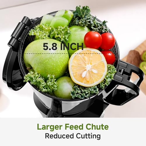 AMZCHEF Cold Press Juicer with 5.8-Inch Wide Mouth Hopper - Black