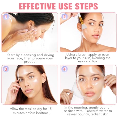 Collagen Night Wrapping Mask, Collagen Overnight Peel Off Facial Mask, Hydrolyzed Collagen Face Mask