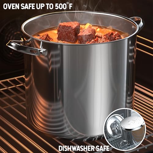 Cooks Standard 12 Quart Stainless Steel Stock Pot with Lid - Large Capacity