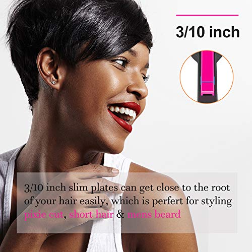 Terviiix Dual Voltage Mini Flat Iron & Pencil Flat Iron for Travel - Black Pink & Hot Pink