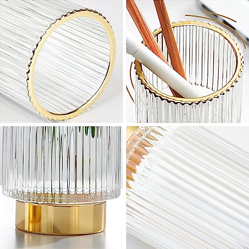 DASITON Makeup Brush Holder Organizer Glass Storage Vase S+L Clear