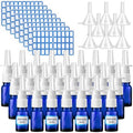 40 Pcs Nasal Spray Bottle, 10ML/0.35OZ 24 Pcs Refillable Glass Blue Nasal Spray Bottles Empty with 8 Funnels and 8 Labels