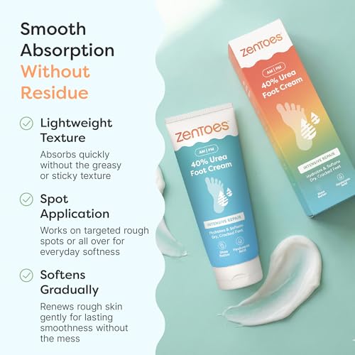 Urea Foot Cream 40% with Shea & Hyaluronic Acid - 5 oz Pack of 2 for Cracked Heels
