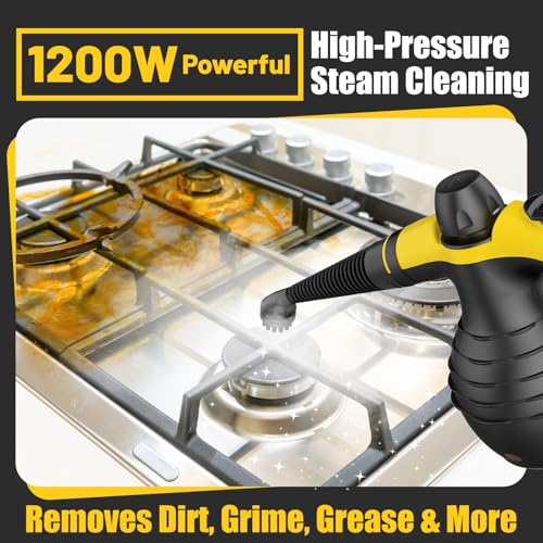 SteamWise Black Handheld Steam Cleaner with 10 Accessories, Safe Multi-Purpose Home & Car Steamer