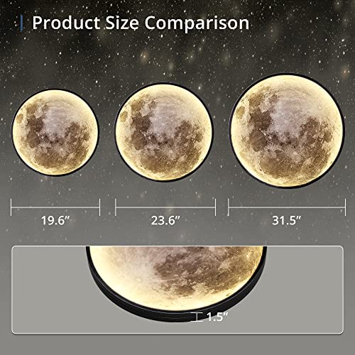19.6 Inch Dimmable Moon Wall Light with Remote Control - Modern LED Indoor Wall Sconce