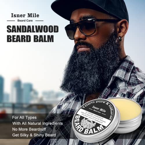 Comfy Mate Sandalwood Beard Grooming Kit for Men - Wash, Balm, Brush & Comb