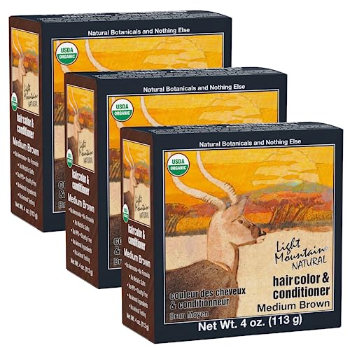Light Mountain Henna Hair Color Medium Brown 3-Pack, 4 Oz Each