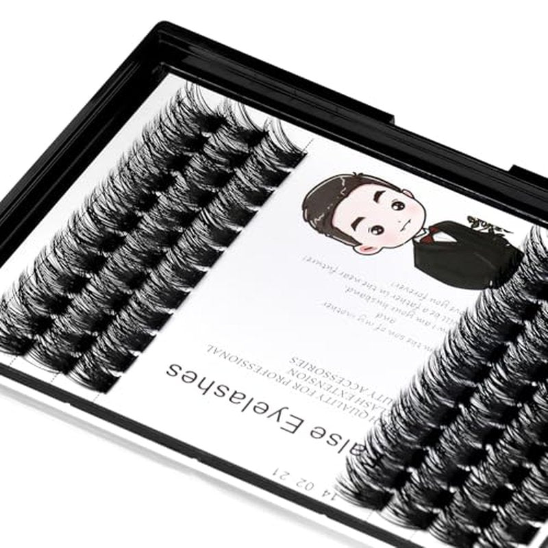 Bodermincer 84 Clusters D Curl Wide Cluster False Eyelash Volume Lashes Natural Eyelashes Set DIY Eyelash Extension 3D Effect Glue Bonded Band Individual Lash Home Eyelash Extension (10MM)