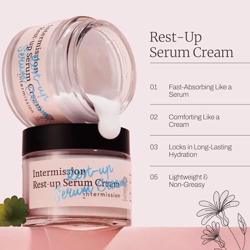 Intermission Rest-Up Serum Cream 2.36 fl oz ? Serum + Cream Hybrid Moisturizer with CHEMOCICA¢â 700,000 ppm, Hyaluronic Acid, Ceramide & Panthenol for Sensitive & Combination Skin