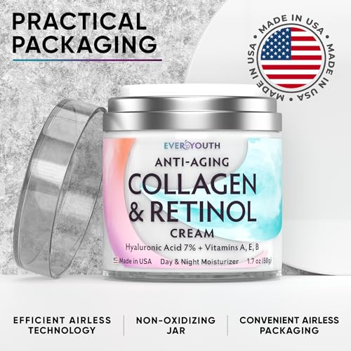 EVERYOUTH 1.7oz Collagen Face & Neck Cream Anti-Aging Moisturizer with Hyaluronic Acid, Vitamin E