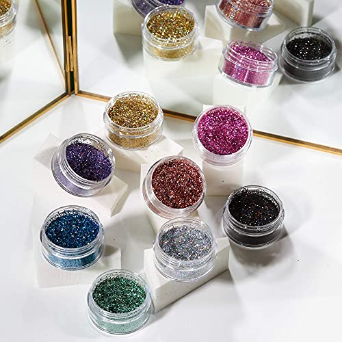 Holographic Glitter Shakers by Moon Glitter ? 100% Cosmetic Glitter for Face, Body, Nails, Hair and Lips - 0.17oz - Set of 8 colours