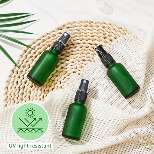Roshtia 30 Pcs 1 oz Green Frosted Glass Spray Bottles - Refillable & Leakproof