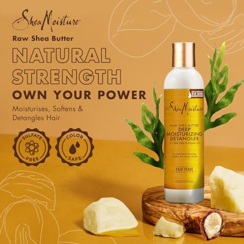 SheaMoisture Raw Shea Butter Deep Moisturizing Detangler for Dry, Damaged Hair, Hair Styling Product Formulated with Sea Kelp and Argan Oil 8 oz,(Pack of 2)