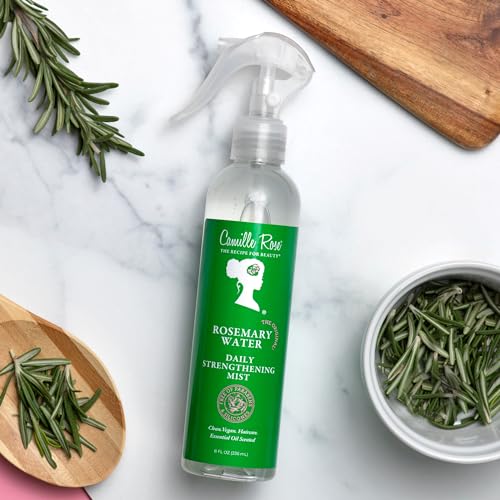 Camille Rose Rosemary Water Spray ? Daily Strengthening Mist with Calming Aloe Vera and Cooling Peppermint Oil for Hair, 8 Oz
