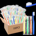 100 Pcs Prepasted Disposable Toothbrushes Bulk Individually Wrapped - Travel & Hotel Use