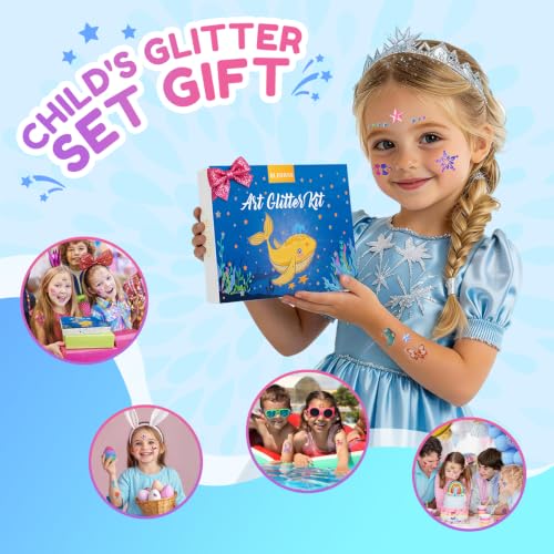 Kids Glitter Tattoo Kit with 36 Colors Glow in Dark & Body Art Supplies